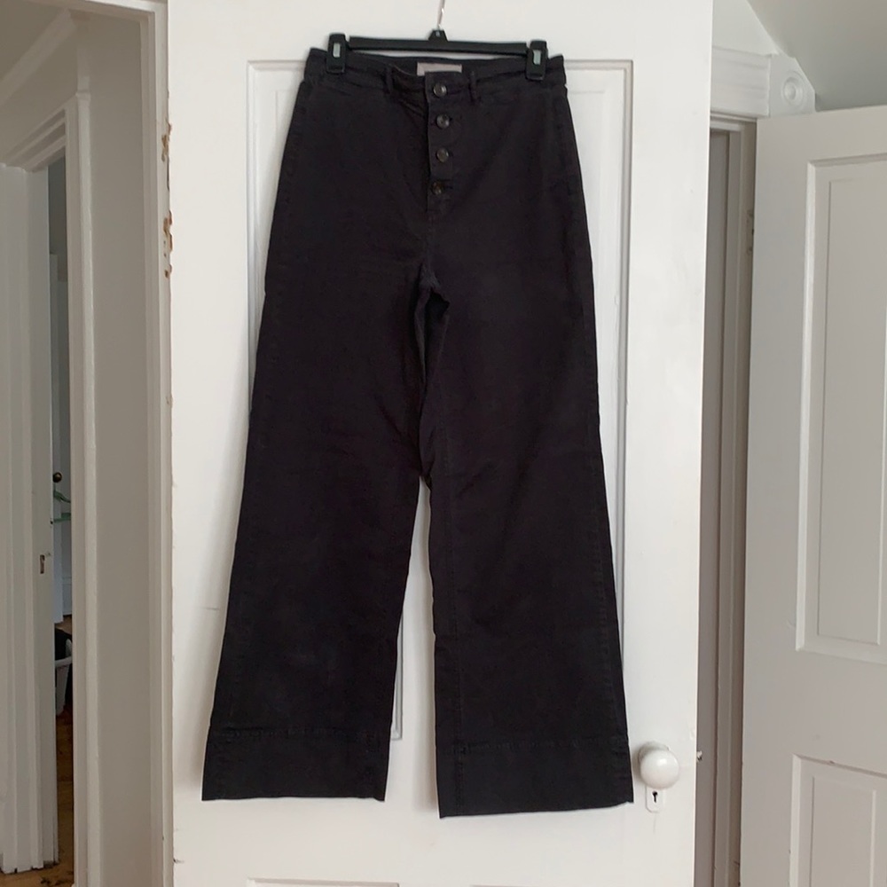 Everlane The Button Fly Wide Leg Chino High Waisted Trouser Pants